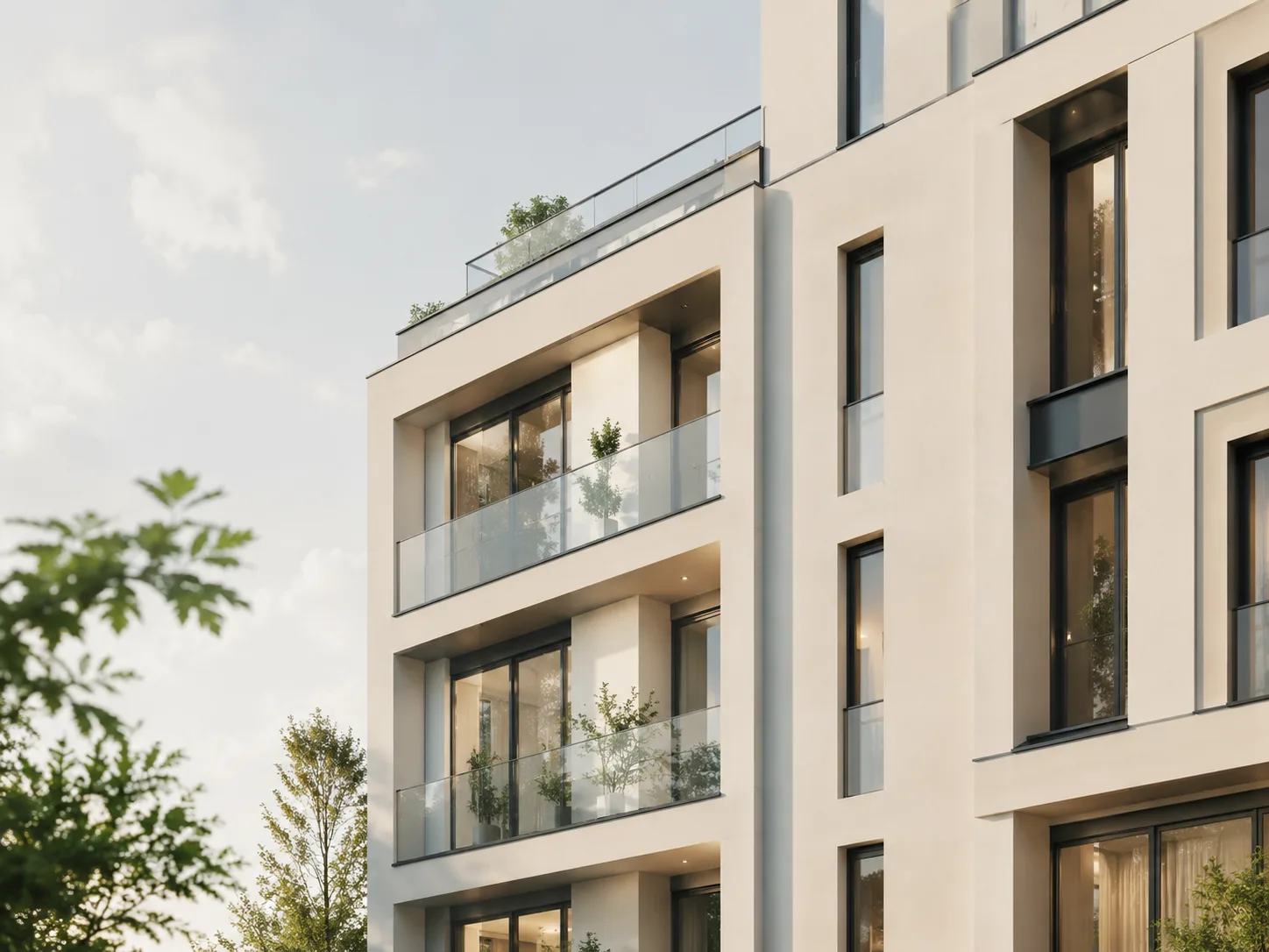 Facciata di un edificio residenziale curato, con balconi e verde